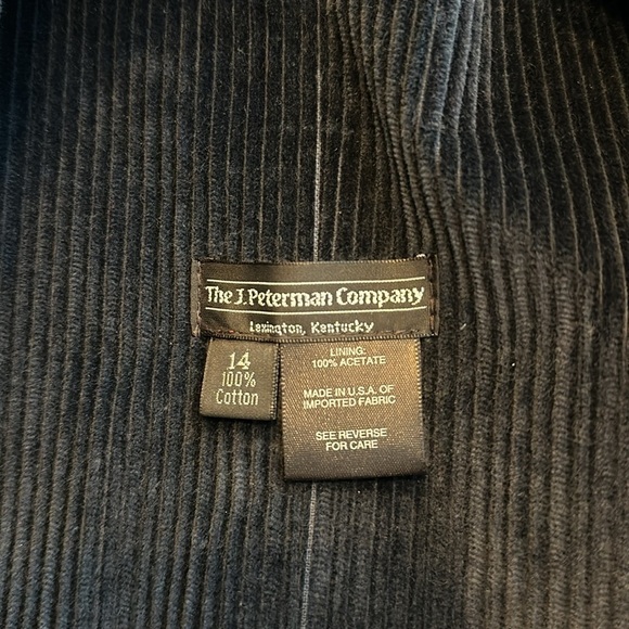 The J. Peterman Company 100% Cotton Deep Blue Corduroy Collarless Blazer Classic - Picture 9 of 11